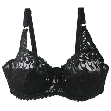 Women s Lace Bralette Floral Bras Full Coverage Unlined Wireless Plus Size Bra Padded Demi Cup Seamless T-Shirt Bra