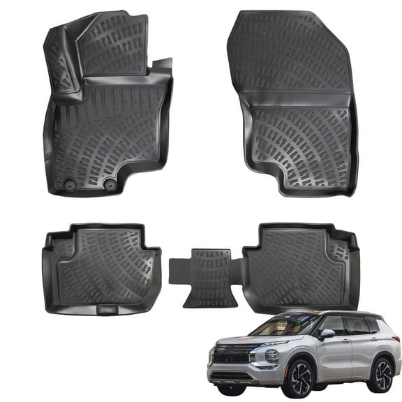 BMY MOTORS Car Floor Mats Liner Compatible for Mitsubishi Outlander USA 2022-2024 | Front & 2nd Row Seat | Waterproof | All Weather | Durable, Black
