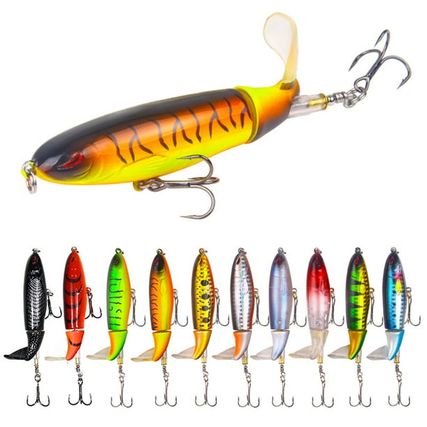 Whopper Popper Fishing Lure Artificial Bait Hard Soft Rotating