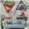 thumbnail image 4 of BCIIG Stamps Triangle Silk Screen Tapestry Wall Hanging Unique Style Graphic Tapestries Home Wall Decor Art for Living Room Bedroom Apartment Farmhouse Dorm 40x60inch, 4 of 6