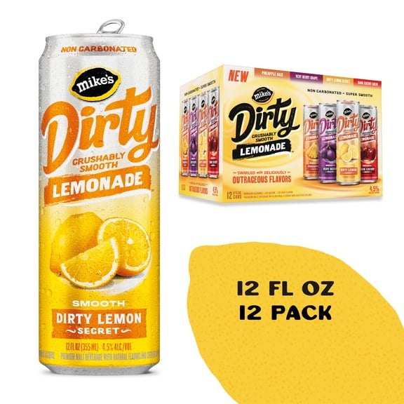 Mike's Hard Dirty Lemonade Variety Pack, 12 Pack, 12 fl oz Cans, 4.5% ABV