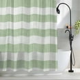 thumbnail image 2 of Shower Curtains for Bathroom-72"x72",Sage Green Linen Striped Waterproof Bath Curtain Grommet Shower Curtain Set with Hooks, 2 of 9