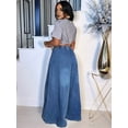 thumbnail image 5 of Women'S Baggy Jeans Cropped Elastic Waist Denim Pants Loose Trousers with Pockets Blue S, 5 of 7