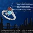 thumbnail image 2 of Gem Stone King 925 Sterling Silver Red Garnet Swiss Blue Topaz and White Topaz Ring for Women 1.91 Cttw, Heart Shape 6MM, Gemstone January Birthstone (Size 9), 2 of 6