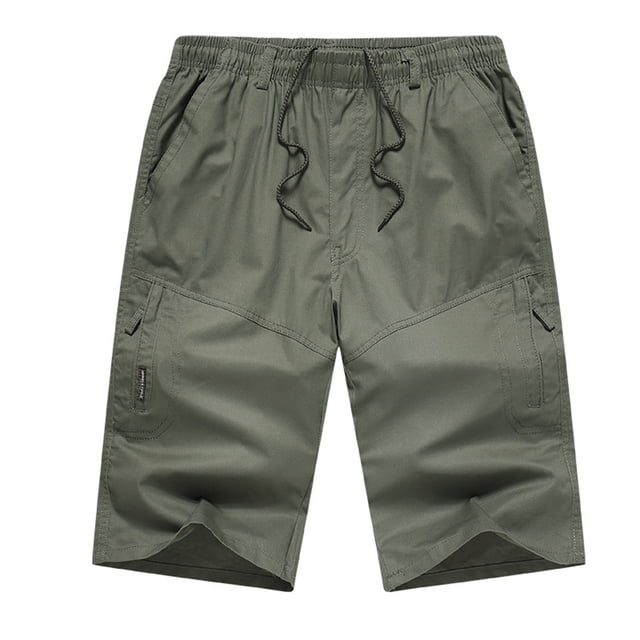 HOZADOIE Cargo Shorts for Men Summer Stylish Extra Plus Size Solid Color Button Zipper Waistband Versatile 5 Inseam Lounge Casual Shorts with Multiple Pockets
