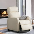 thumbnail image 3 of Alden Design Faux Leather Push Back Theater Recliner Chair with Footrest, Cream, 3 of 10