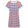 thumbnail image 3 of White Red Blue Tartan Plaid Sundress Short Sleeve Dress Summer Women Clothes Dress for Women Dresses, 3 of 7