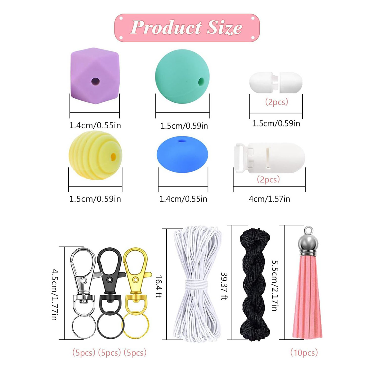 275 PCS 15MM Silicone Beads for Keychain Making Kit, Multiple Styles and Shapes Silicone Beads Bulk Rubber Beads