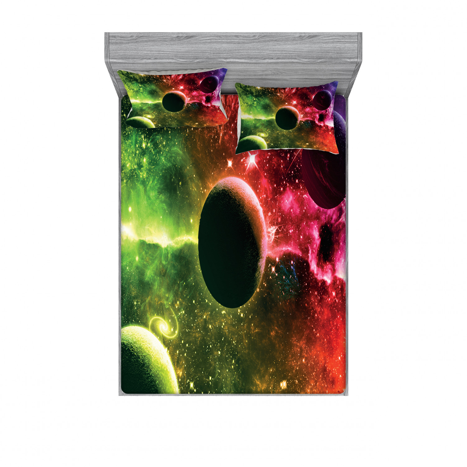 Psychedelic Bedding Set with Sheet & Covers, Space Universe Cosmos