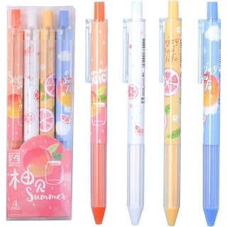 6pcs Pure Retractable Rolling Ball Gel Ink Pens Quick Dry Ink Pens Pink  Cartoon Kawaii Smooth Writing for School Office Home Pens Black Ink 