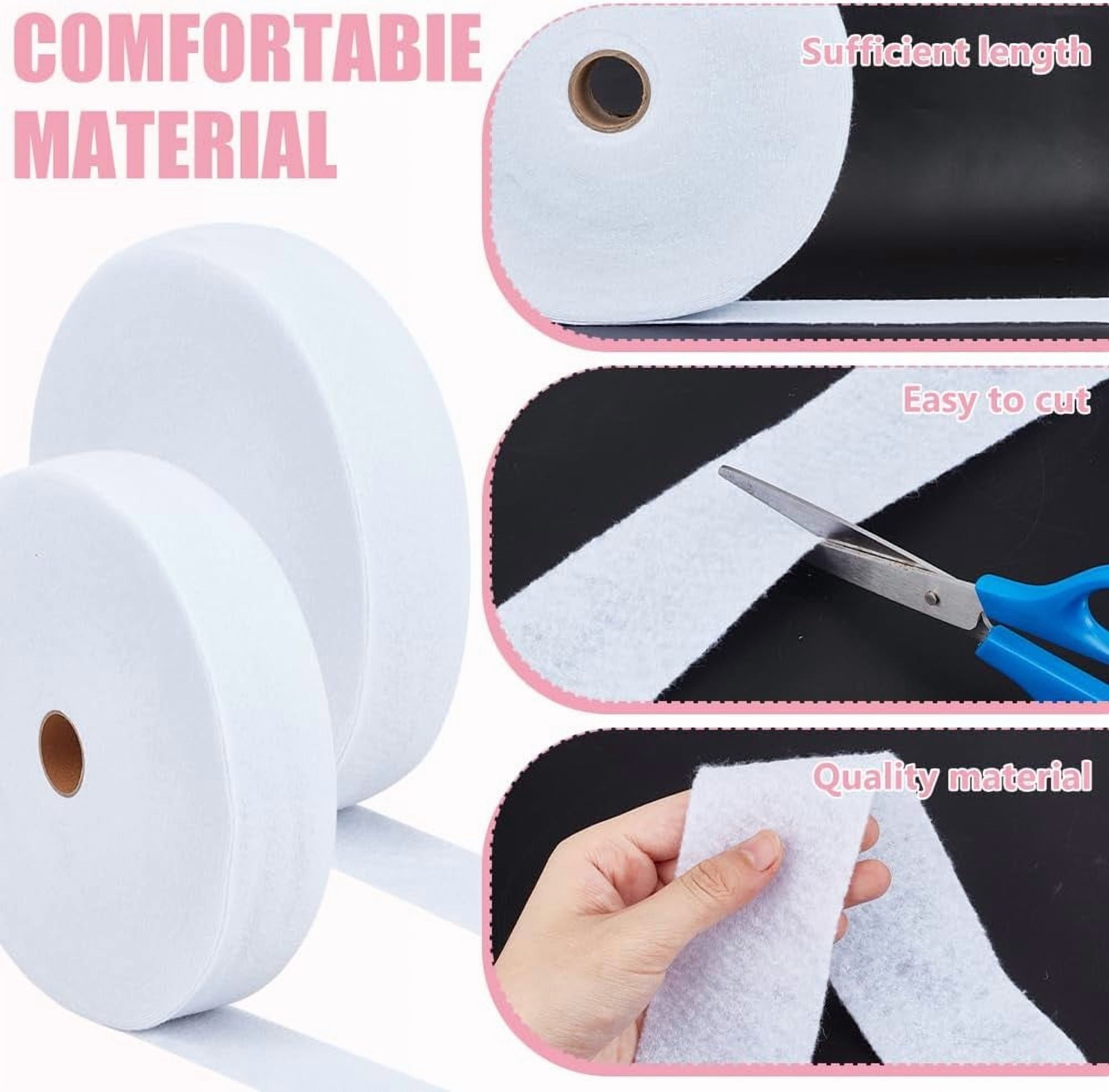 2 Rolls 2 Size White Jelly Roll Batting Strip Polyester Cotton Blend Batting Upholstery Roll for Jelly Roll Rugs Rug Throw Rugs Purses Total 98.4 Yards DIY White