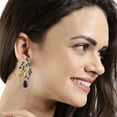 thumbnail image 3 of Efulgenz Indian Bollywood 14K Gold Plated Crystal Kundan Pearl Leaf Style Jhumka Jhumki Earrings Jewelry Set, 3 of 3