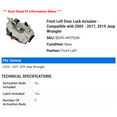 thumbnail image 2 of Front Left Door Lock Actuator - Compatible with 2005 - 2017, 2019 Jeep Wrangler 2006 2007 2008 2009 2010 2011 2012 2013 2014 2015 2016, 2 of 2
