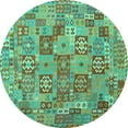 thumbnail image 1 of Ahgly Company Machine Washable Indoor Round Southwestern Turquoise Blue Country Area Rugs, 3' Round, 1 of 4