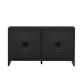 thumbnail image 4 of Vintage Sideboard Buffet Cabinet, Rubberwood Storage Cabinet with 4 Doors and Adjustable Shelves, Console Table with Water Wave Door Design for Living Room Entrance, Black, 4 of 9