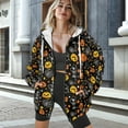 thumbnail image 3 of COEQINE Women's Full Zip Up Hoodie Fashion Oversized Sweatshirts Pumpkin Bones and Spider Webs Print Full Zipper Jacket Long Sleeve Casual Wear Fall Outfits with Pockets, 4XL, 3 of 7