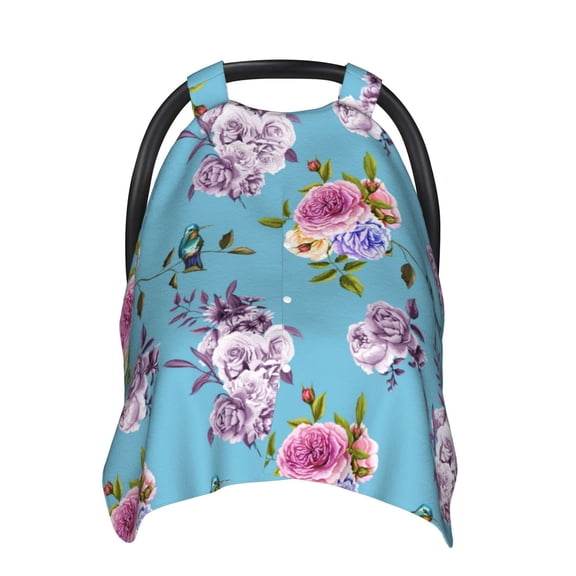Car Seat Cover Baby - Hummingbird Carnation Breathable Infant Car Seat Cover for Baby Carseat, Lightweight Comfort Baby Essentials Must Haves Newborn Stuff for Girl Boy