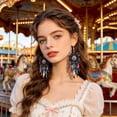 thumbnail image 4 of Boho Dreamcatcher Dangle Earrings, Vintage Western Indian Style Design, Exquisite Tassel Jewelry For Women Daily Outfit Matching Party Dress Up And Fashion Decoration., 4 of 6