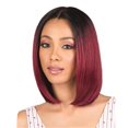 thumbnail image 4 of Peluca con diadema Fashion Idol Bob para mujer (negro degradado burdeos), aproximadamente 35 cm, peluca frontal sin encaje, cabello sintético, fibra resistente al calor, 4 of 5
