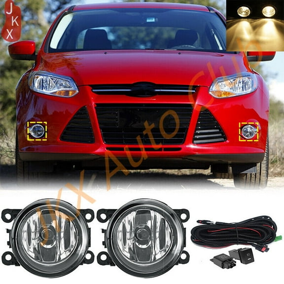 For 2012-2014 Ford Focus u Pair Front Bumper Halogen Fog Lights W/Wiring Switch