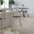thumbnail image 4 of Merrick Lane Metal Counter Bar Stool with Slatted Back and Wood Seat, White, 4 of 14