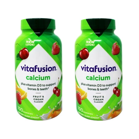 Vitafusion Chewable Calcium Gummy Vitamins, Fruit and Cream Flavored, 100 Count