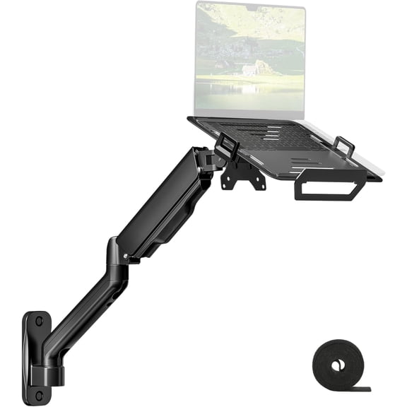 monTEK 2-in-1 Laptop Wall Mount for 12"-18" Laptops & 17"-32" Monitors, Full Motion VESA Arm, Holds up to 19.8 lbs, Black