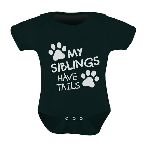 Tstars Boys Unisex Pregnancy Announcement Baby Shower My Siblings Have Tails Cute Novelty Funny Humor Infant Baby Shower Gifts Cute Newborn Party Baby Bodysuit