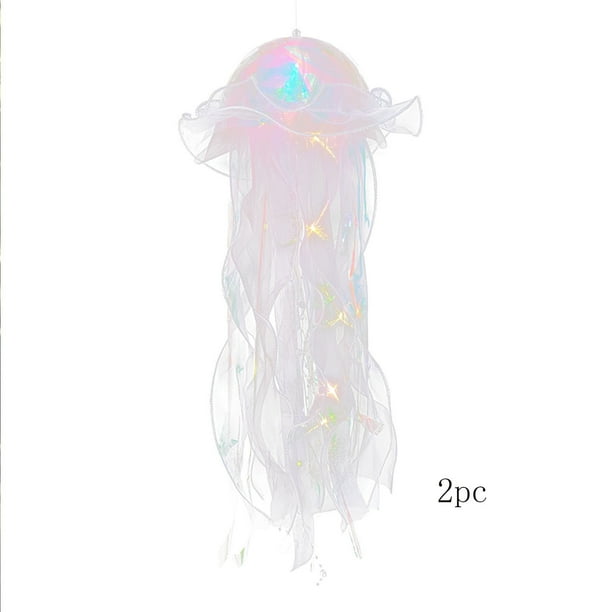 Lámpara de Medusa, Colorida Temática Oceánica, Borlas Brillantes, Material Plástico Reutilizable, Decoración para Habitación y Jardín, Accesorios para Fiesta de Sirena, 5 Colores, Juego de 2 Piezas