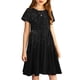 thumbnail image 5 of Odeerbi Niñas de Verano Vestido de Línea A Brillante Swing Vestido Niños Color Sólido Vestido Elástico de Manga Corta, 5 of 7