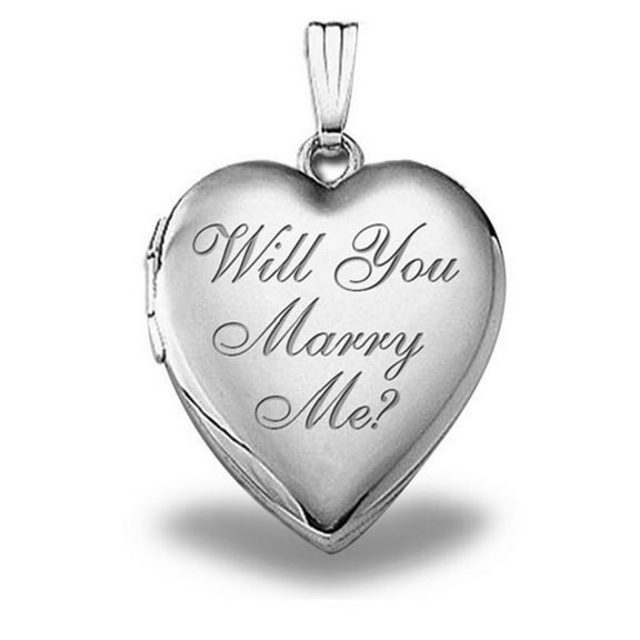 Picturesongold.Com Sterling Silver " Will You Marry Me " Sweetheart Locket - 3/4 inch x 3/4 inch
