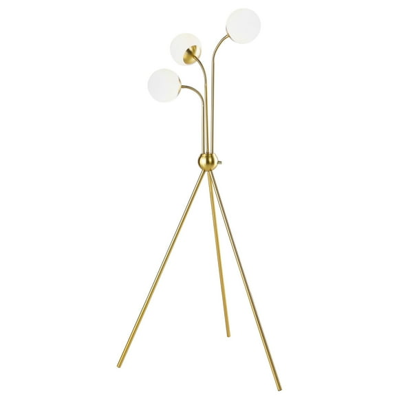 Jyan Accent Floor Lamp, 3 Classic Globe Lights, Tripod Gold Metal Base