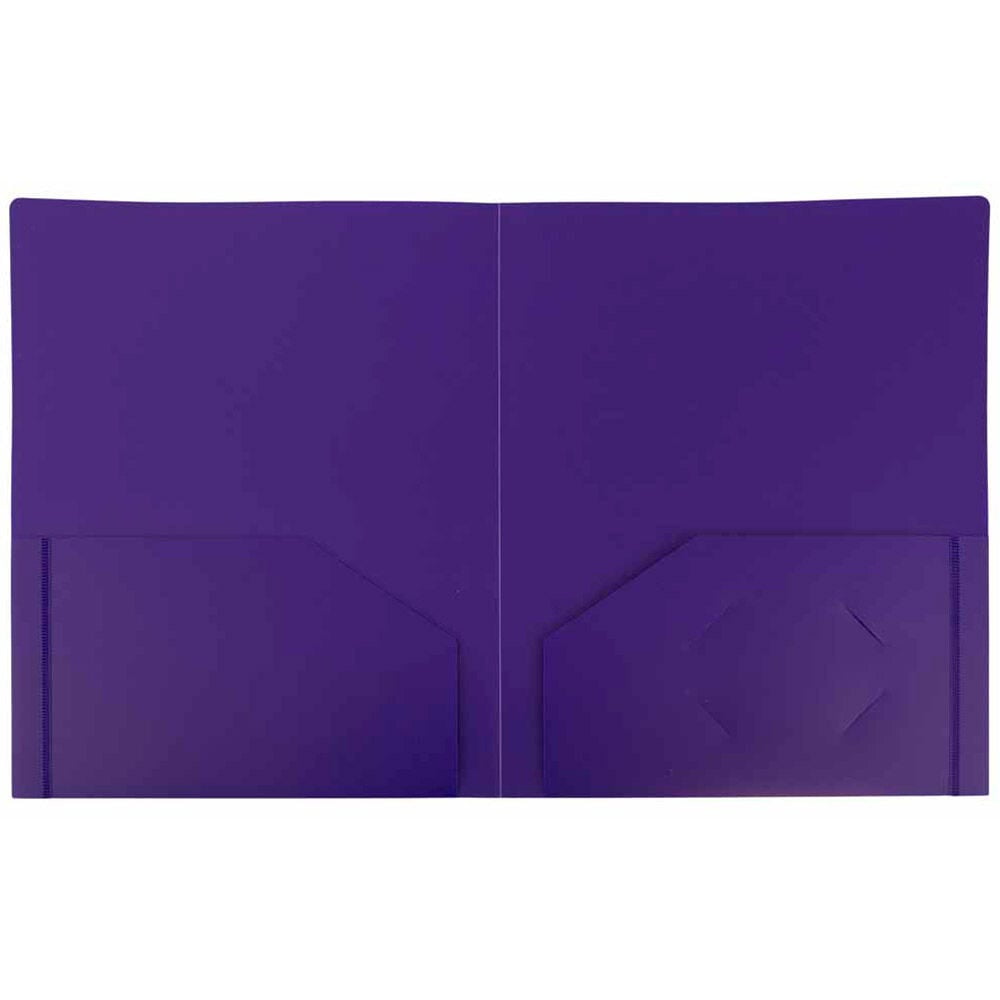 JAM Paper Heavy Duty Plastic 2 Pocket Extra Tough School Folders, Purple, Bulk 144/Box