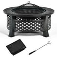 thumbnail image 2 of Patiojoy Ensemble de Foyer Rond 3-en-1 Table de Foyer Ronde de 32 Pouces à Bois Poêle de Foyer en Métal Multifonction, 2 of 8