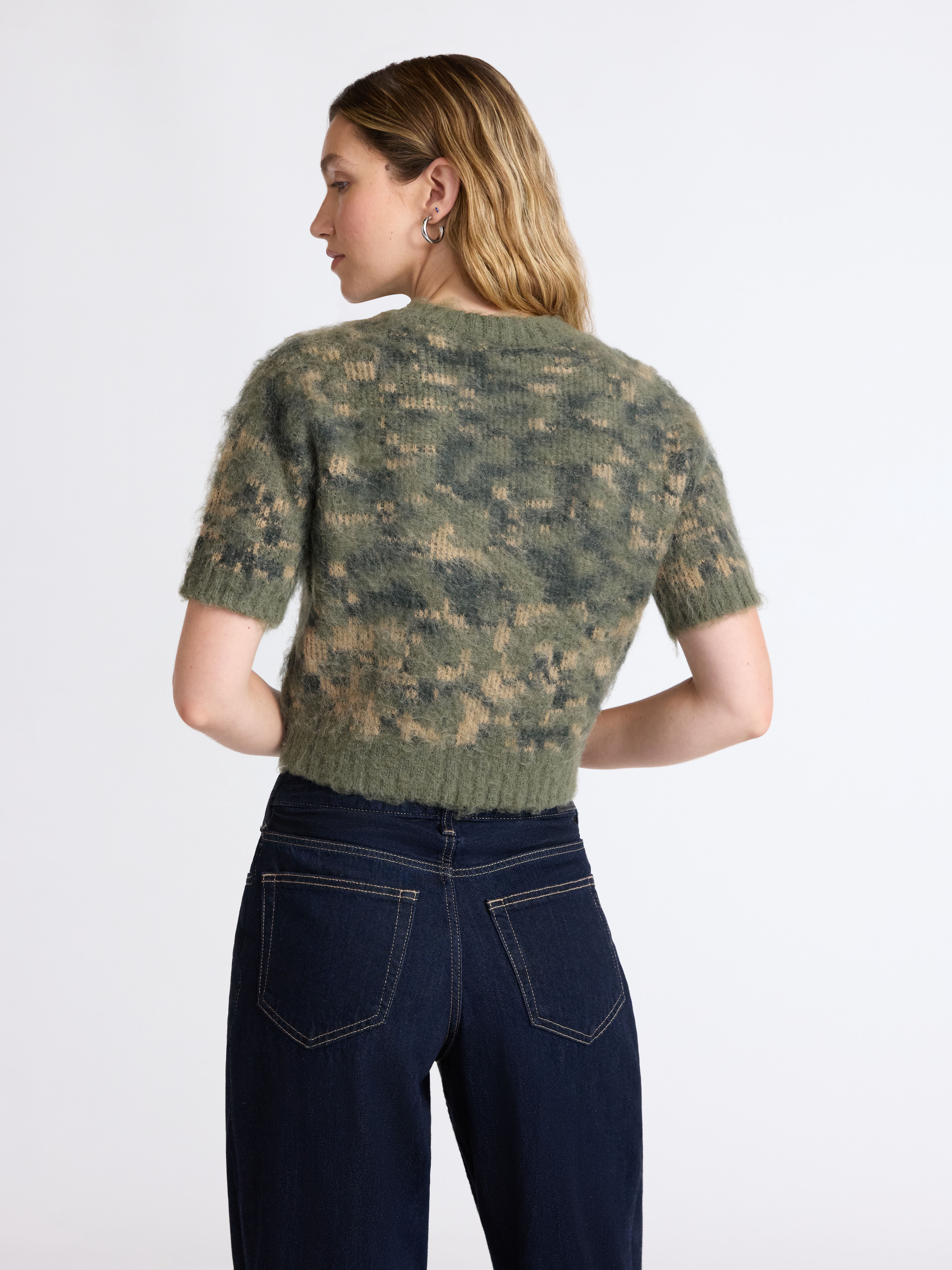 Scoop Women's and Women’s Plus Fluffy Sweater with Short Sleeves, Lightweight, Sizes XS-4X