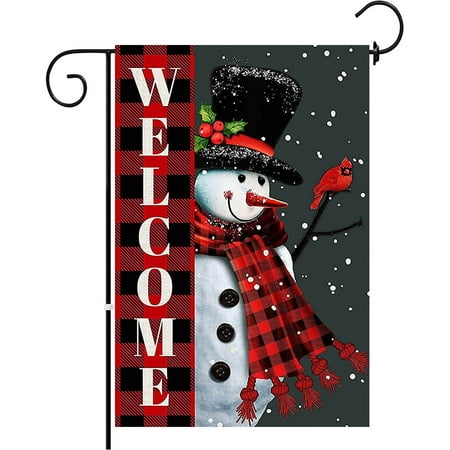 Christmas Garden Flags 12x18 Double Sided,Snowman Welcome Yard Flags Garden Outside Decor,Winter Decorations for Home Outdoor