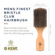 Kent OG2S Beechwood Soft Bristle Hair Brush and Facial Brush for Beard Care - Exfoliating Soft White Natural Boar Bristle Brush for Mens Grooming, Hair Care, and Beard Straightener for Men's Skin