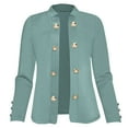 thumbnail image 6 of Women's Fashion Jackets Casual Solid Color Button Thin Coat Long Sleeve Turtleneck Cardigan Outwear Jacket Green M, 6 of 9