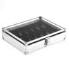 Aluminium Square Jewelry 12 Grid Slots Watches Display Storage Box Case
