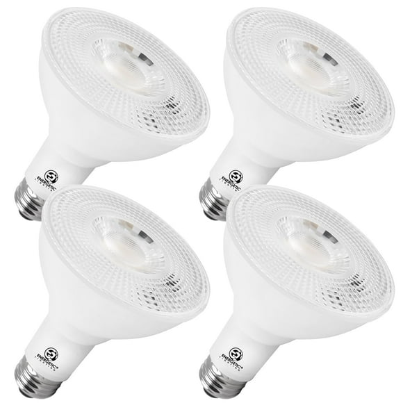 Energetic Par30 4-Pack Dusk To Dawn Led Outdoor Flood Light Bulb, 75 Watt Equivalent(11W), 850Lm, 5000K Daylight, E26 Base, Automatic On/Off Sensor Light Bulb For Porch, Hallway, Etl Listed