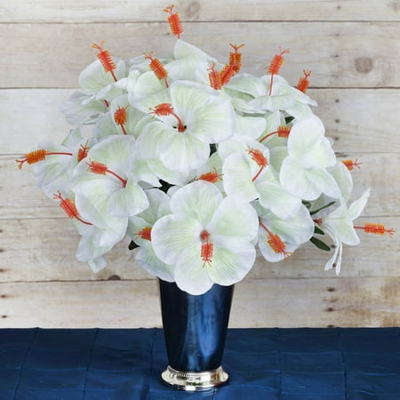 Silk White Hibiscus Flowers BalsaCircle 60 Silk Hibiscus Flowers - DIY Tropical Home Wedding Party Artificial Bouquets Arrangements Centerpieces ()