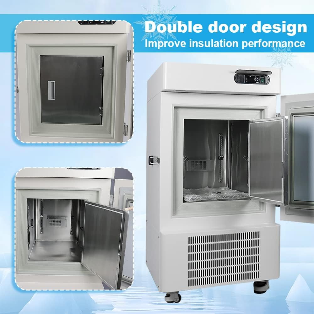 HNZXIB -122 °F Ultra-Low Temperature Freezer 58L Lab Cryogenic Refrigerator -86°C Samples Flash Freezer