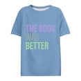 thumbnail image 4 of Tittly T Shirts for Women Spring Tops for Women Women's Read Print Loose Casual Long Sleeved T Shirt Graphic Tees Tshirts Shirts Light Blue XXL, 4 of 5
