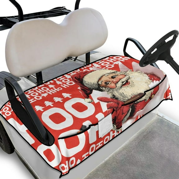 SEANATIVE Christmas Golf Cart Seat Cover for Front Seats Santa Claus Golf Cart Seat Blanket with Pockets HO HO HO Golf Cart Seat Towel for Club Car Travel Sports Golf Cart Accessories