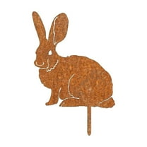 UYUH All-Season Metal Animal Silhouettes Weatherproof Steel Garden Stakes for Easter/Christmas Outdoor Decor Rabbit Deer Flower Bed Markers & Courtyard Sculptures