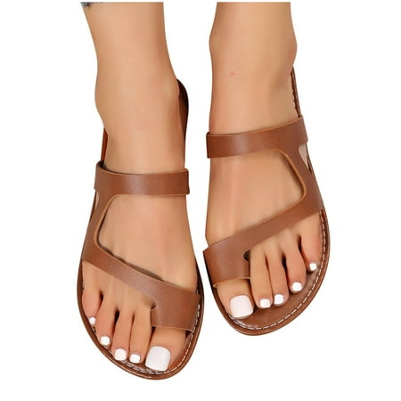 

YanHoo Clearance Women s Lace Flat Sandals Dresssy - Casual Toe Ring Slide Sandal -Cute Slip On Flip Flop Thong Sandals - Spring Summer Shoes