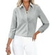 thumbnail image 1 of Camisa de vestir a cuadros de silicona para mujer, manga larga, con botones, 1 of 6