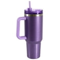thumbnail image 4 of Mainstays 40 oz Stainless Steel Tumbler with Straw and Handle, Double Wall Insulated, Purple Hammertone, 4 of 7