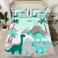 thumbnail image 2 of Homewish Green Dino 4pcs Bed Sheets for Boys Girls,Cartoon Animal Dinosaur King Sheets,Botanical Plants Super Cozy Sheet Set,Ultra Soft Home Decor, 2 of 7