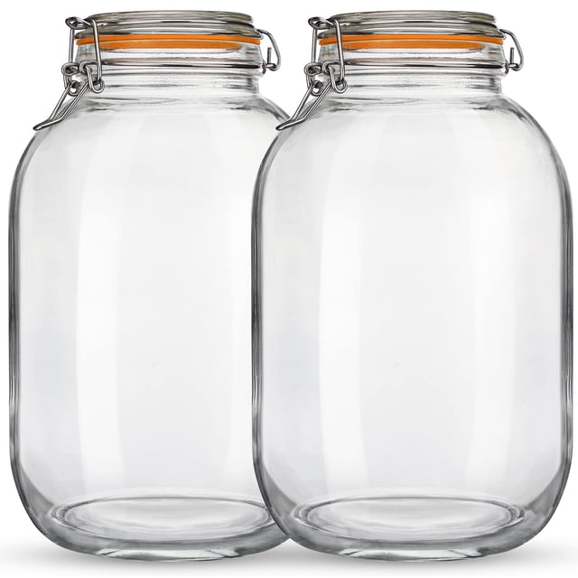 Frascos de Vidrio Qianfenie 3.8 Litros con Tapas Herméticas 2 Paquetes